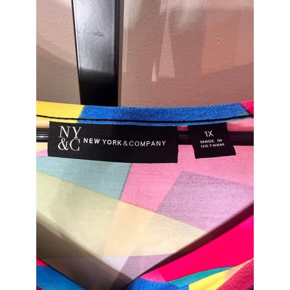 NY&C Geometric Print V-Neck Waist-Tie Maxi Dress NEW Size 1X - Picture 5 of 8